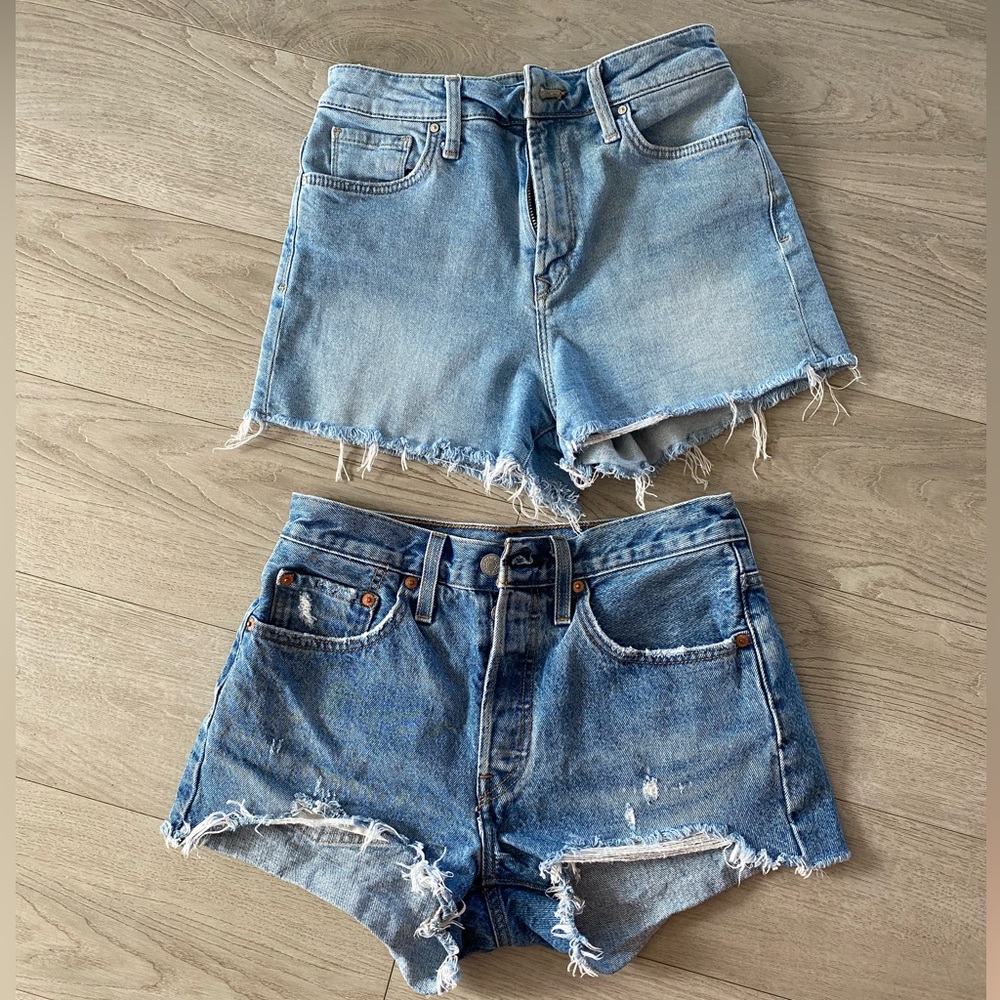 Bundle of Blue Jean Shorts Distressed Cut-Off Style